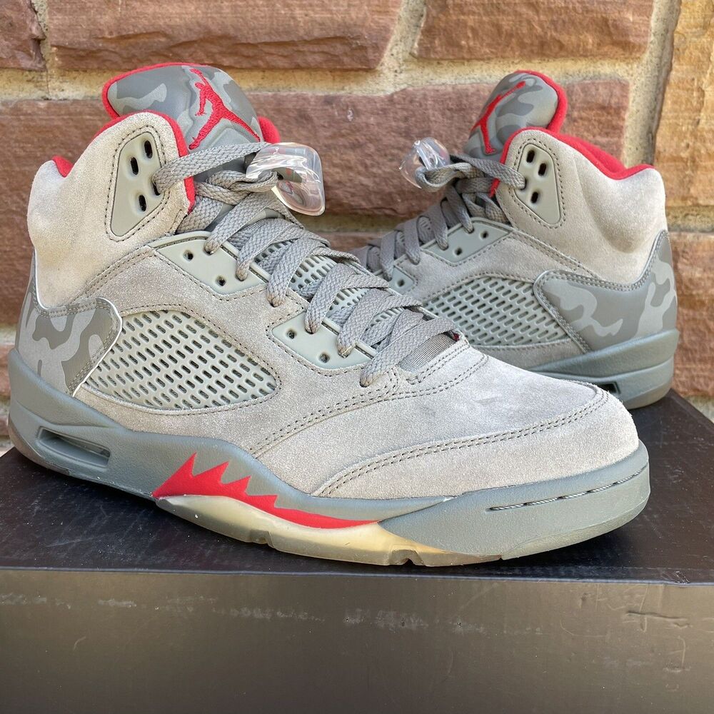 Nike Air Jordan 5 P51 Camo Dark Stucco/University Red 136027-051 Size 9.5
